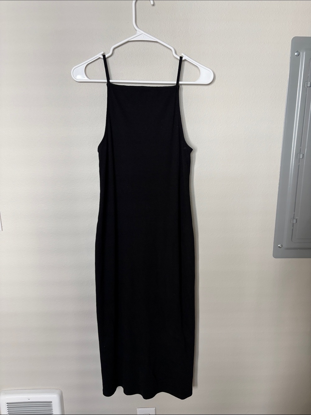 Old Navy Black Midi Slip Dress with Thin Straps